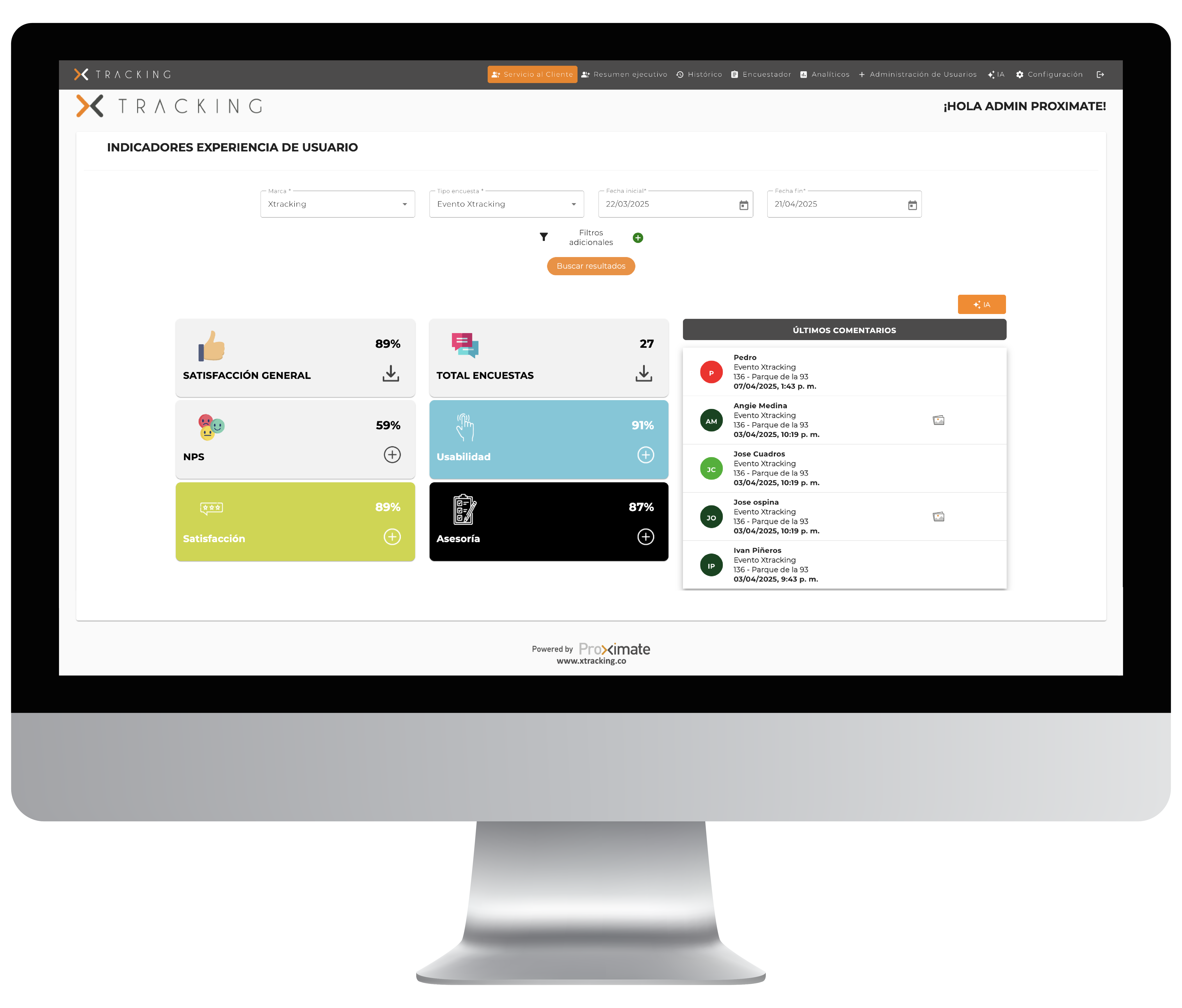 Xtracking Indicador de experiencia